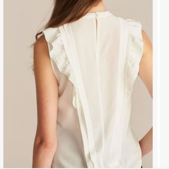Rebecca Taylor Sleeveless Pintucked Blouse Milk - Picture 2 of 14